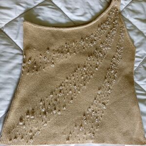 One shoulder studded top